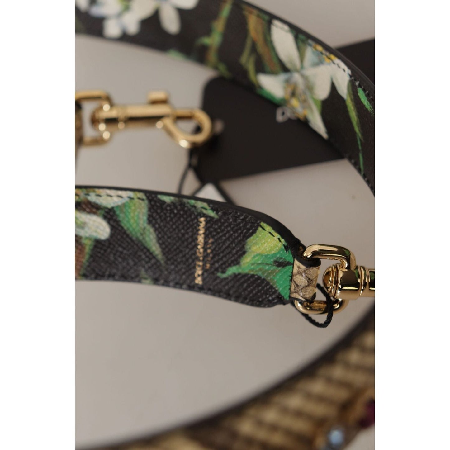 Dolce & Gabbana Elegant Beige Python Leather Shoulder Strap beige-exotic-leather-crystals-reversible-shoulder-strap