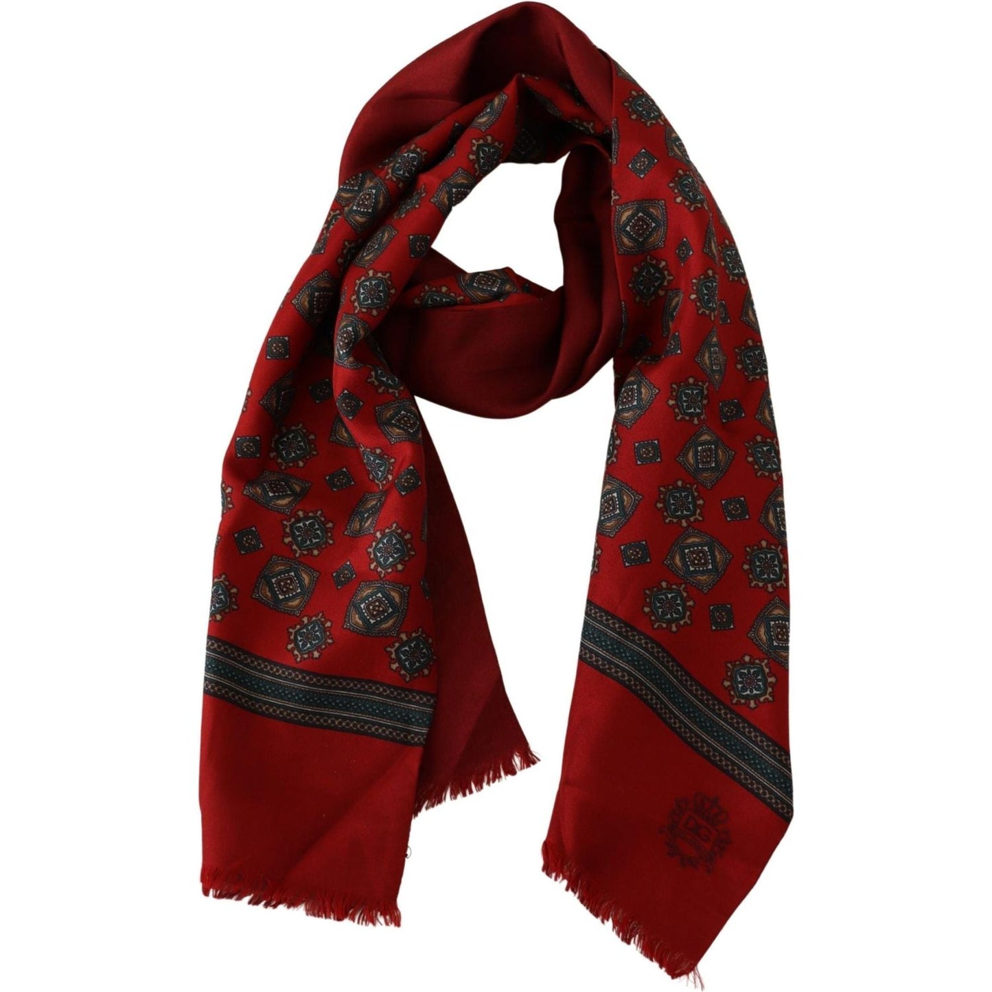 Dolce & Gabbana Elegant Red Silk Scarf red-patterned-100-silk-wrap-women-shawl-scarf