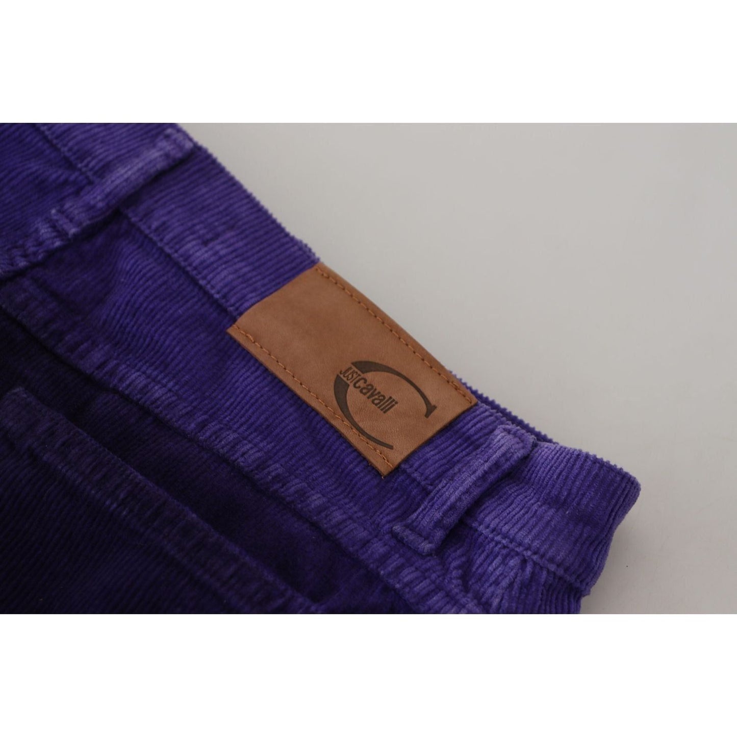 Just Cavalli Elegant Purple Corduroy Straight Fit Pants purple-cotton-corduroy-women-pants