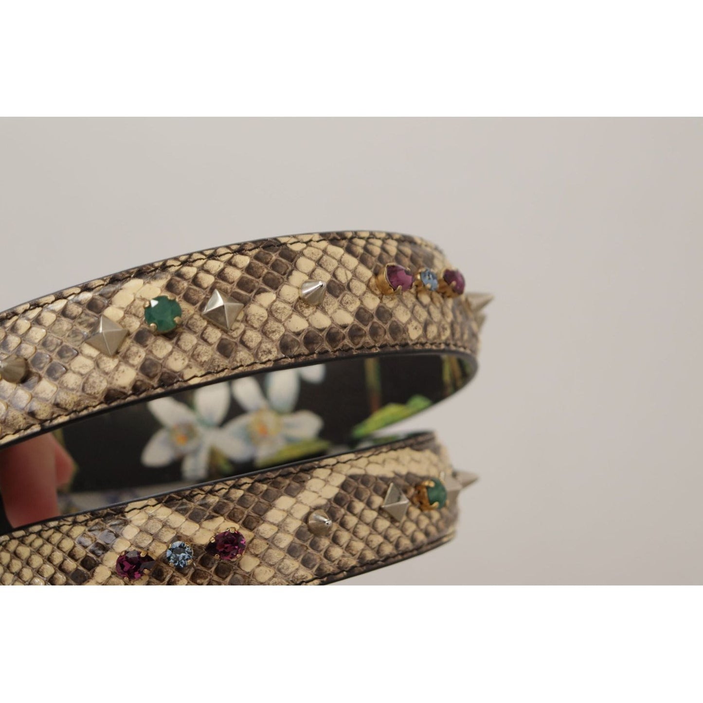 Dolce & Gabbana Elegant Beige Python Leather Shoulder Strap beige-exotic-leather-crystals-reversible-shoulder-strap IMG_0064-1-scaled-1-c2a1b010-b9c.jpg