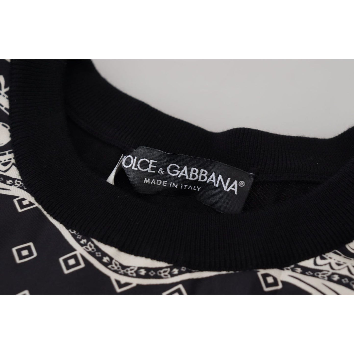 Dolce & Gabbana Elegant Wool Silk Blend Crewneck Sweater black-bandana-crewneck-pullover-sweater