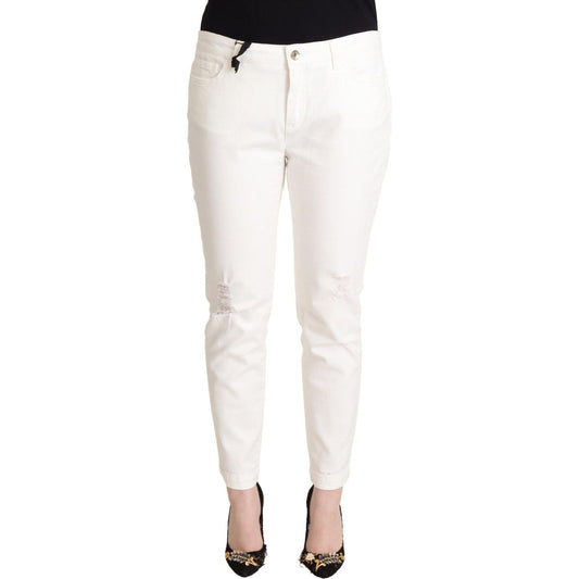 Dolce & Gabbana Elegant White Skinny Denim Jeans white-cotton-skinny-denim-women-pretty-jeans