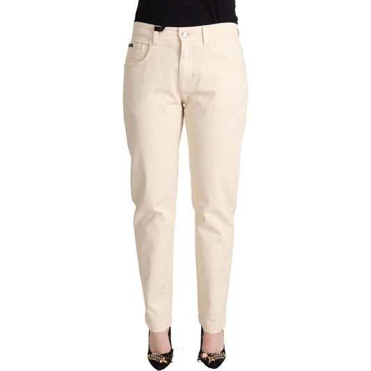 Dolce & Gabbana Chic White Skinny Boyfriend Jeans with Logo Plaque white-cotton-skinny-denim-women-jeans-pants IMG_0090-scaled-4ccb4bc3-5da.jpg