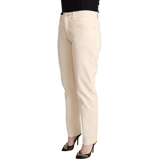 Dolce & Gabbana Chic White Skinny Boyfriend Jeans with Logo Plaque white-cotton-skinny-denim-women-jeans-pants