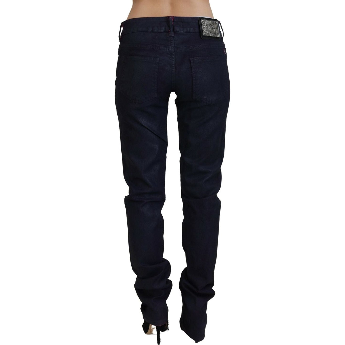 Just Cavalli Sleek Black Low Waist Denim Pants black-low-waist-slim-fit-women-casual-denim-jeans