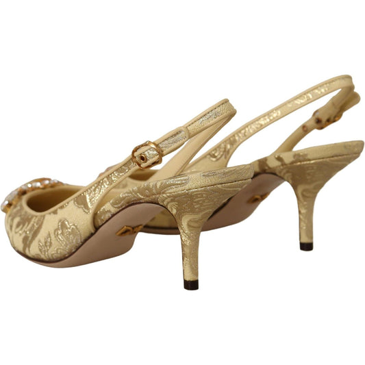 Dolce & Gabbana Gleaming Gold Crystal Slingback Heels gold-crystal-slingbacks-pumps-heels-shoes