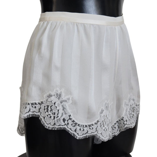 Dolce & Gabbana Elegant White Lace Lingerie Shorts white-silk-floral-lace-lingerie-underwear