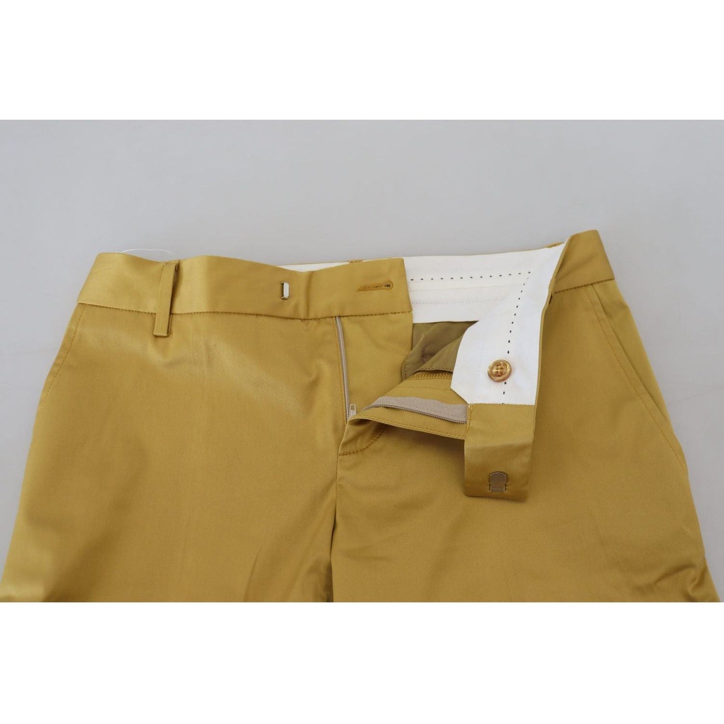 Just Cavalli Elegant Gold Straight Fit Pants gold-cotton-mid-waist-women-pants