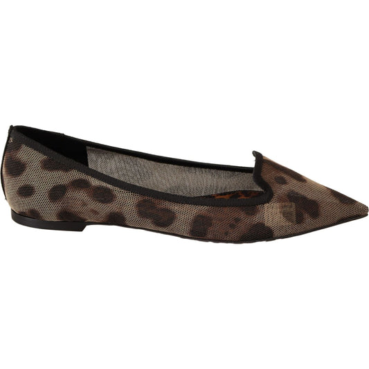 Dolce & Gabbana Elegant Leopard Print Flat Loafers WOMAN LOAFERS brown-leopard-ballerina-flat-loafers-shoes