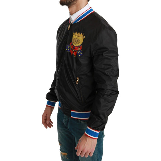 Dolce & Gabbana Elegant Multicolor Motive Bomber Jacket Coats & Jackets black-year-of-the-pig-bomber-jacket
