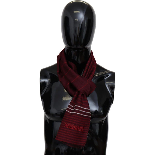 Missoni Elegant Wool Silk Blend Striped Scarf red-striped-wool-blend-unisex-neck-wrap-red