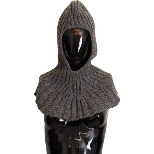 Dolce & Gabbana Elegant Cashmere Hood Scarf in Gray gray-100-cashmere-knitted-wrap-one-size-scarf
