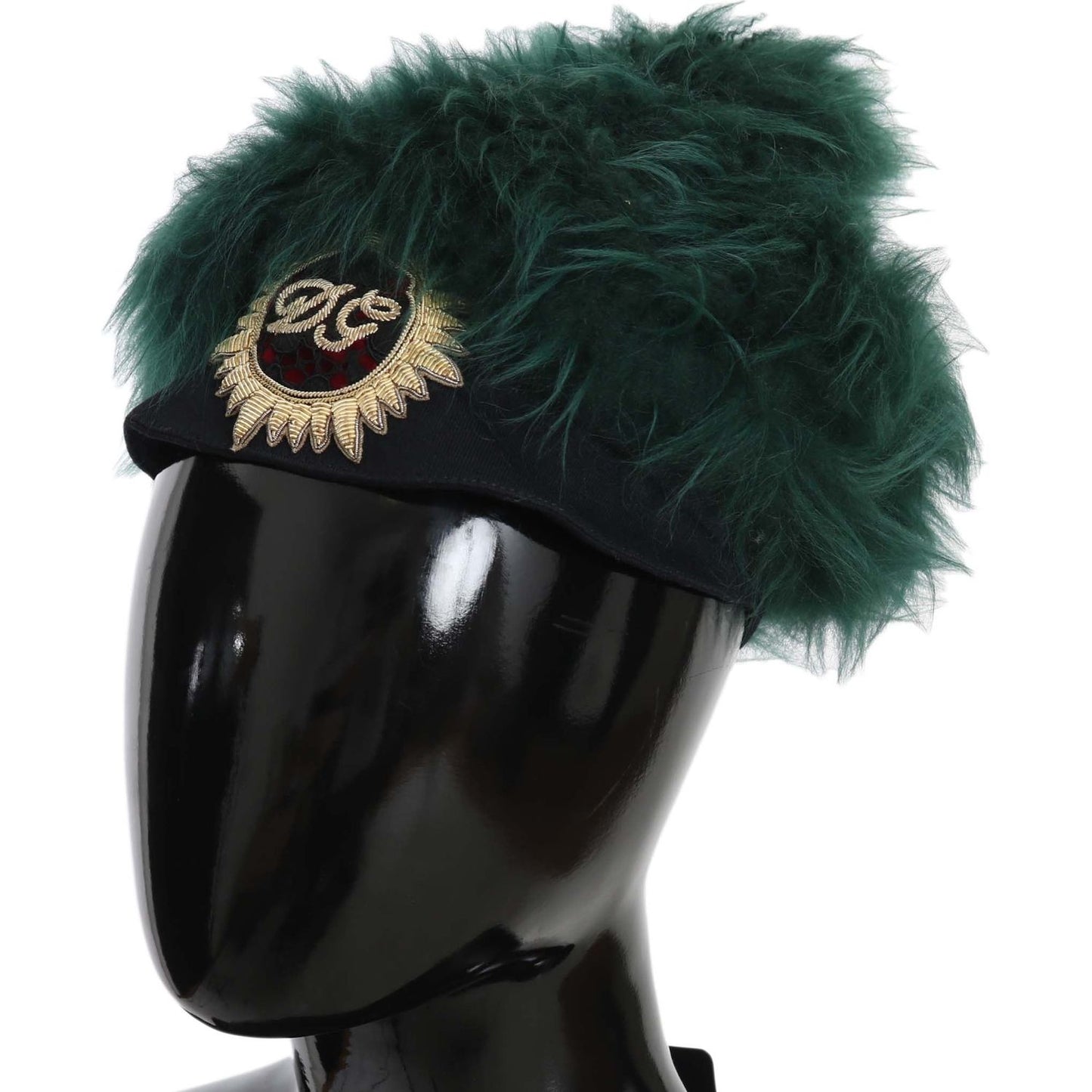 Dolce & Gabbana Elegant Emerald Cashmere Cloche Cap Hat green-fur-dg-logo-embroidered-cloche-hat IMG_0127-3.jpg