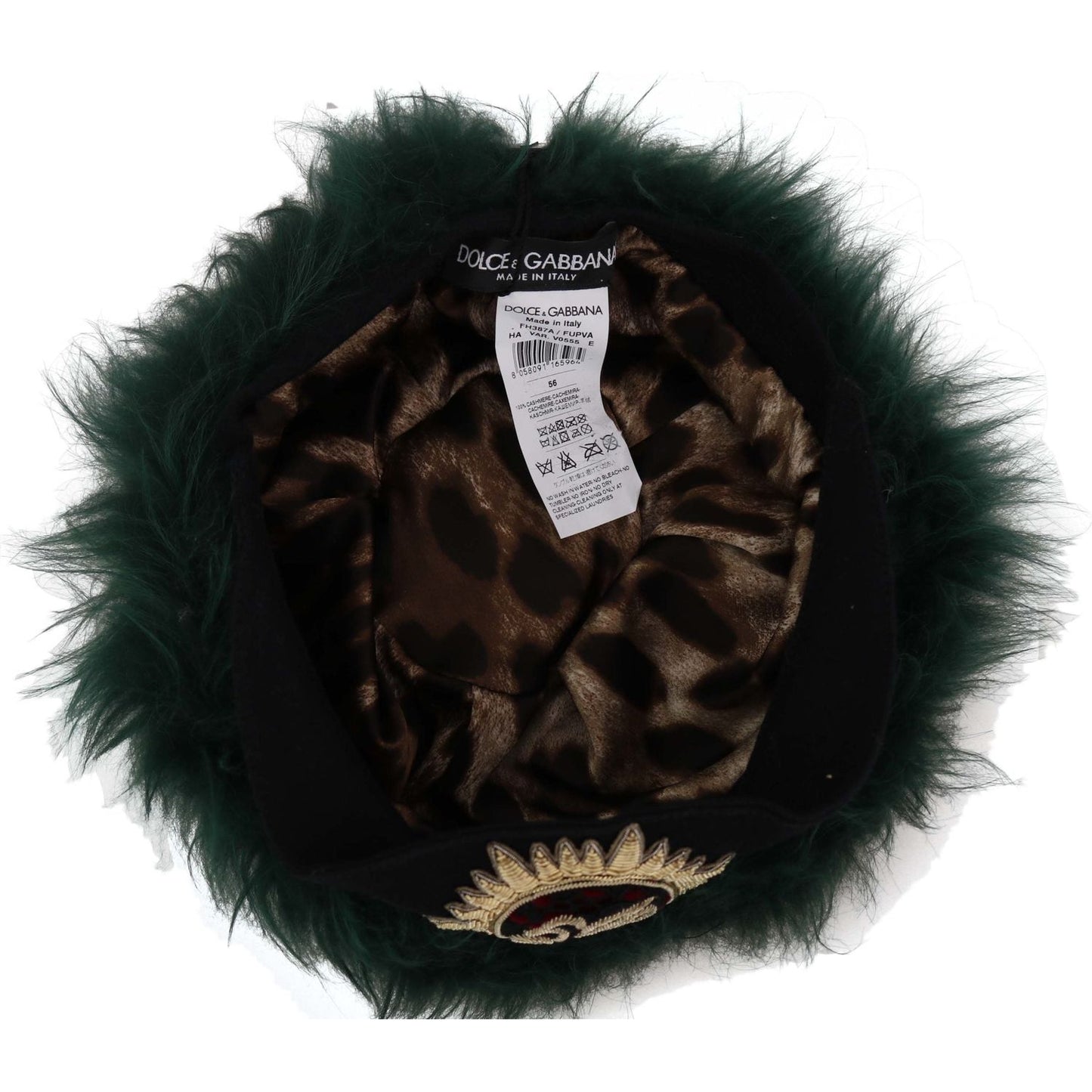 Dolce & Gabbana Elegant Emerald Cashmere Cloche Cap Hat green-fur-dg-logo-embroidered-cloche-hat IMG_0130-3-scaled.jpg