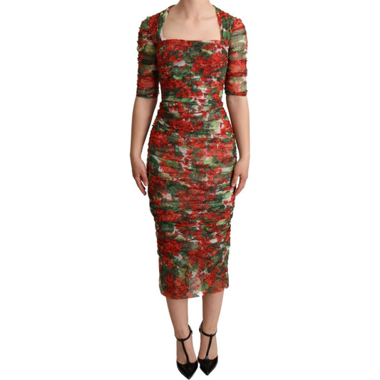 Dolce & Gabbana Red Floral Print Tulle Sheath Midi Dress red-floral-print-tulle-sheath-midi-dress WOMAN DRESSES IMG_0143-scaled-e4d94cc8-56f.jpg