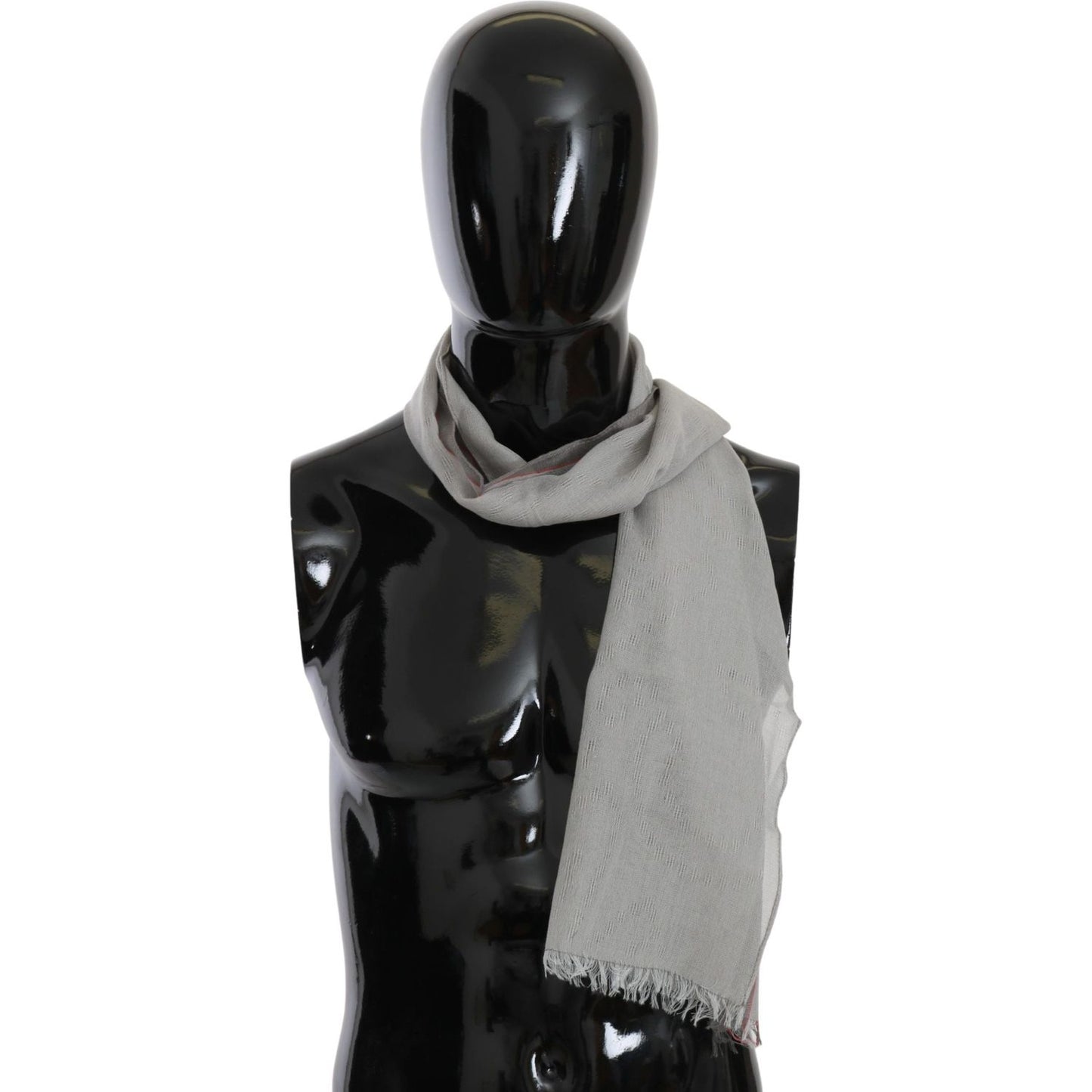 Costume National Elegant Gray Cotton Men's Scarf gray-fringe-neck-wrap-cotton-scarf Scarves IMG_0147-scaled-13b9d377-acd.jpg