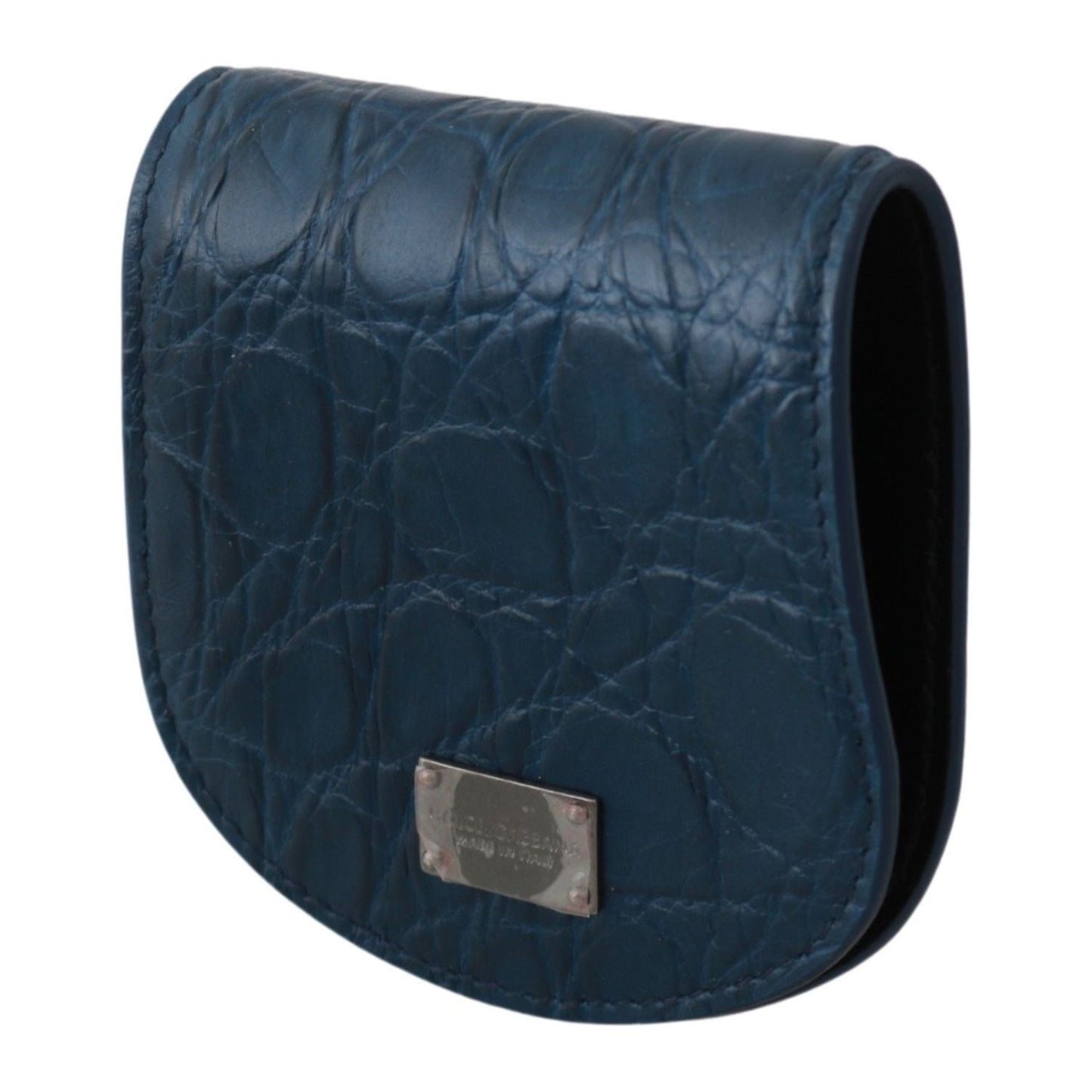 Dolce & Gabbana Sleek Blue Caimano Condom Case Wallet blue-leather-holder-pocket-condom-case Condom Case IMG_0153-1-72bf9893-7d2.jpg