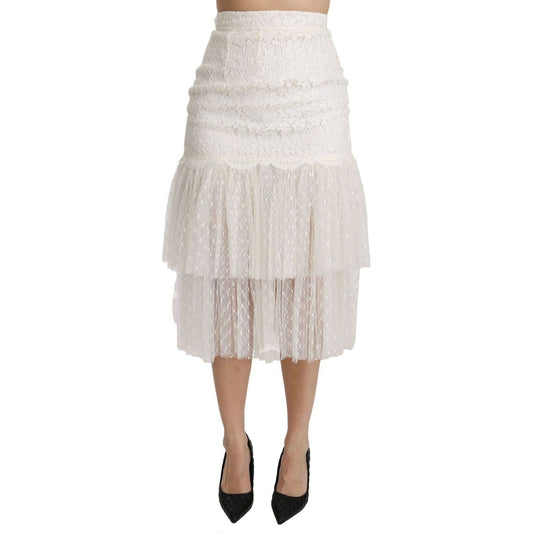 Dolce & GabbanaElegant White Lace High-Waist SkirtMcRichard Designer Brands£389.00