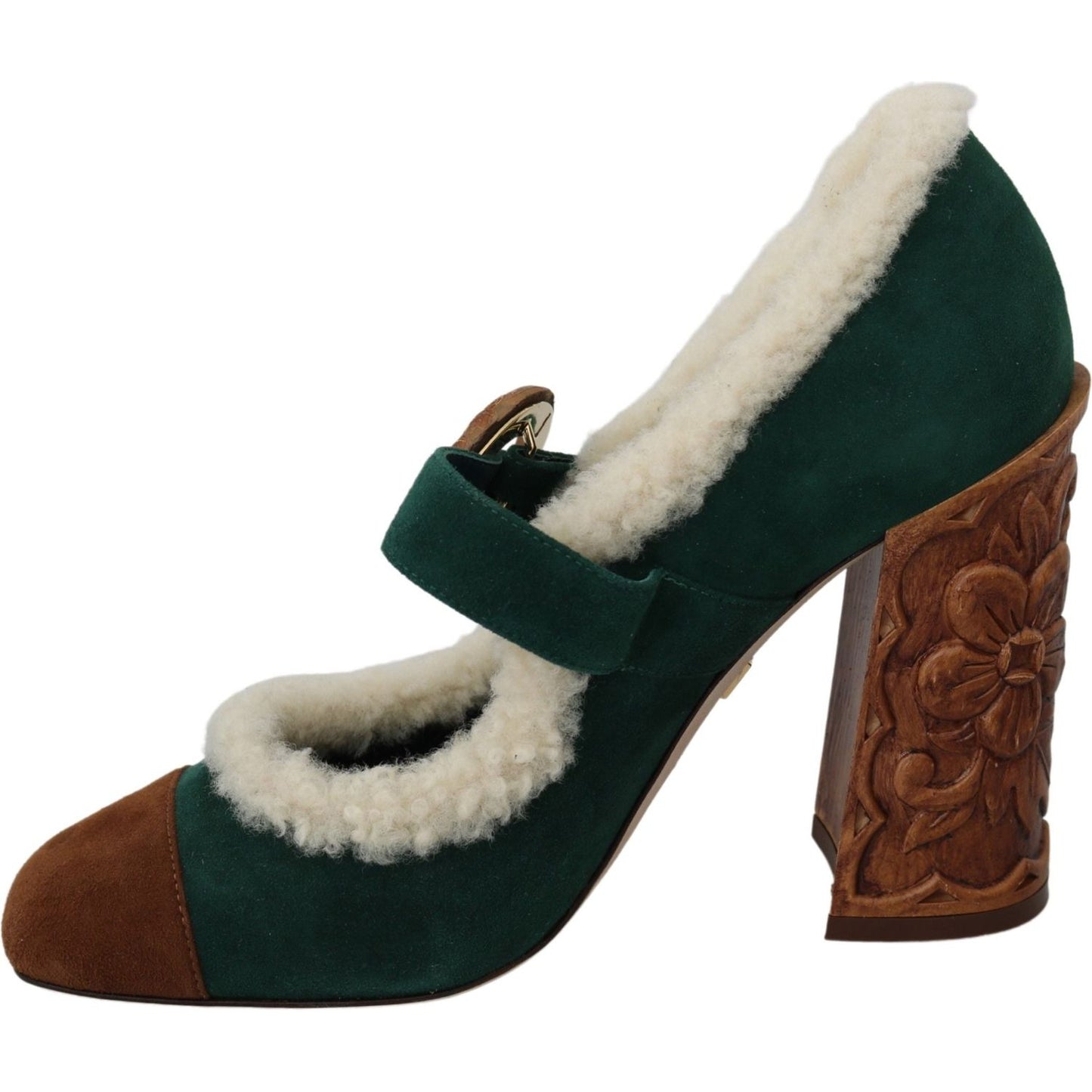 Dolce & Gabbana Chic Green Suede Mary Janes with Shearling Trim green-suede-fur-shearling-mary-jane-shoes IMG_0160-ba9e32d4-63d.jpg