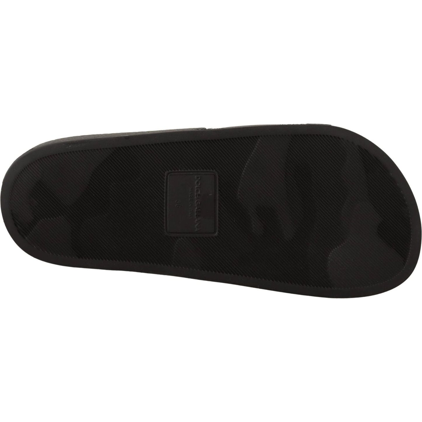 Dolce & Gabbana Elegant Black Leather Slide Sandals for Her black-leather-i-love-d-g-slides-sandals