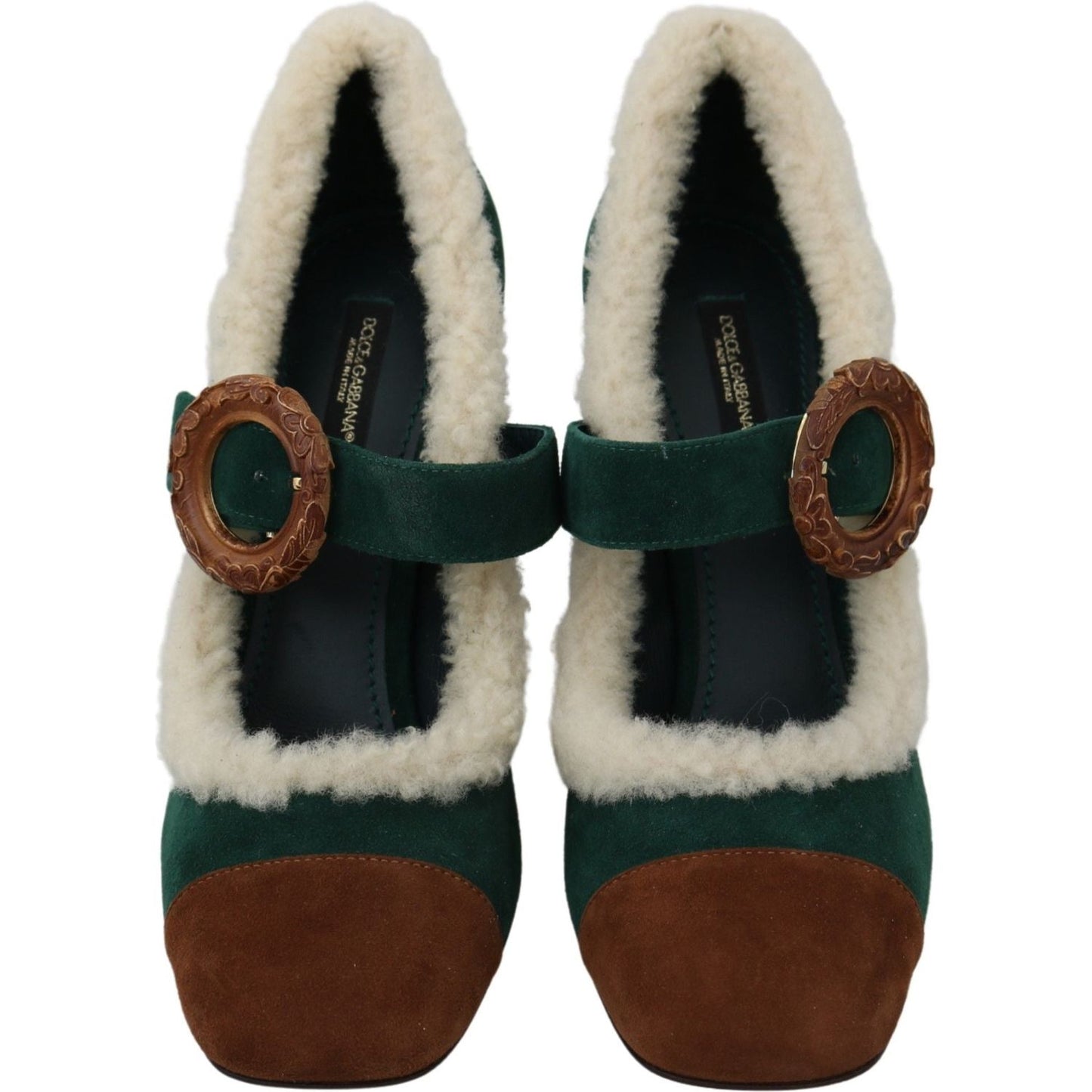 Dolce & Gabbana Chic Green Suede Mary Janes with Shearling Trim green-suede-fur-shearling-mary-jane-shoes IMG_0166-58847454-b2c.jpg