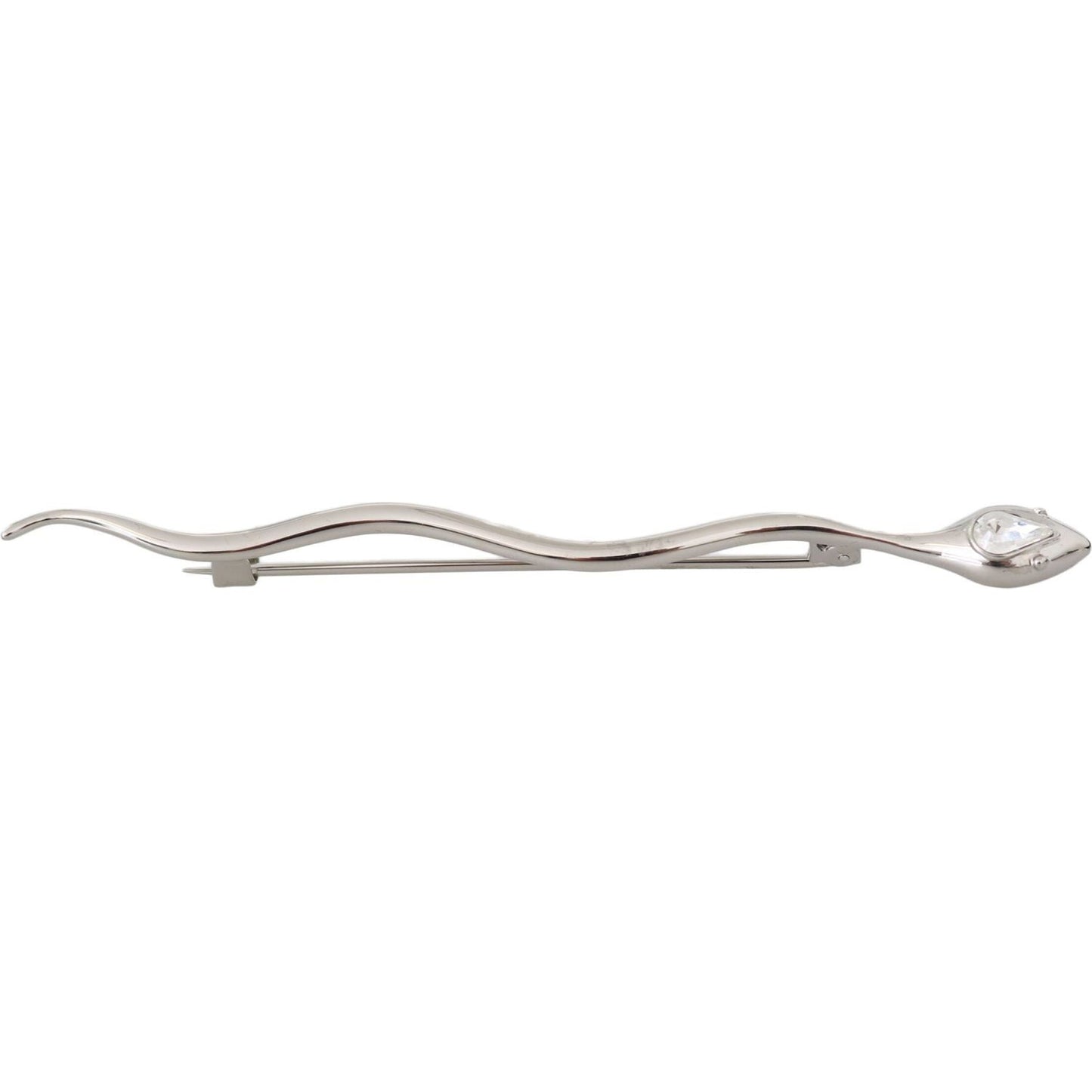 Dolce & Gabbana Elegant Crystal-Embellished Silver Brooch Pin silver-brass-crystal-spilla-serpente-mens-brooch-pin