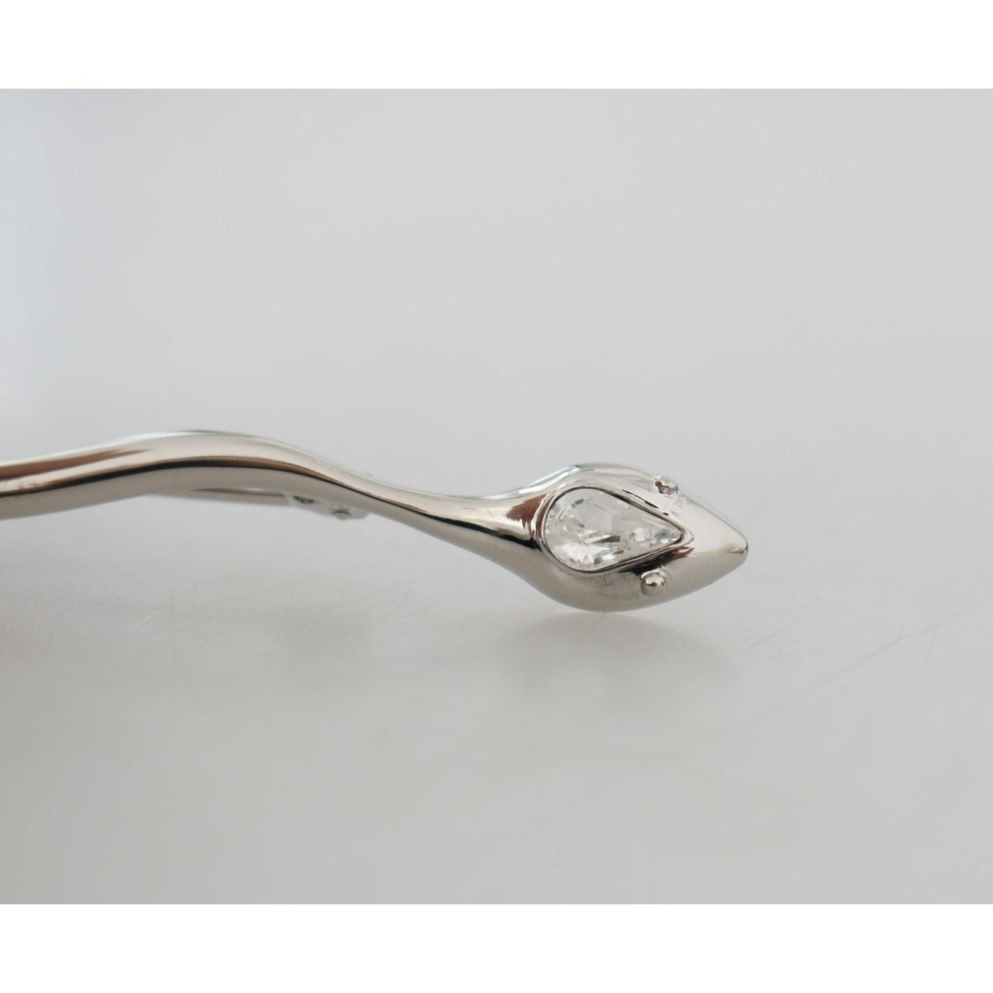 Dolce & Gabbana Elegant Crystal-Embellished Silver Brooch Pin silver-brass-crystal-spilla-serpente-mens-brooch-pin