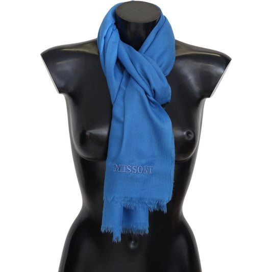 Missoni Elegant Wool Scarf with Signature Embroidery blue-wool-unisex-neck-warmer-wrap-scarf