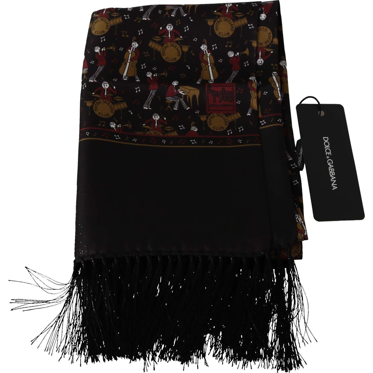 Dolce & Gabbana Elegant Brown Silk Musicians Print Scarf Scarves brown-musicians-print-mens-scarf IMG_0178-1.jpg