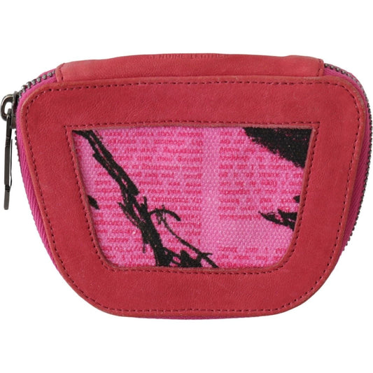 PINKO Elegant Pink Fabric Coin Wallet Purse pink-suede-printed-coin-holder-women-fabric-zippered-purse