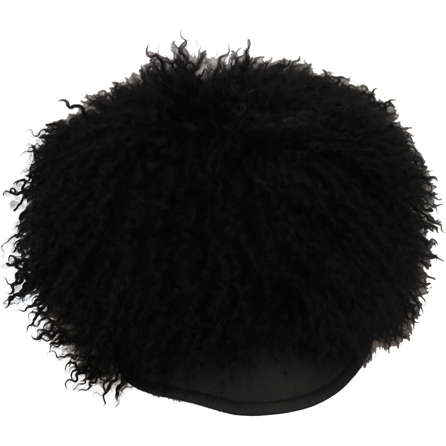 Dolce & Gabbana Black Tibet Lamb Fur Leather Gatsby Hat black-tibet-lamb-fur-leather-gatsby-hat Hat IMG_0189-1.jpg