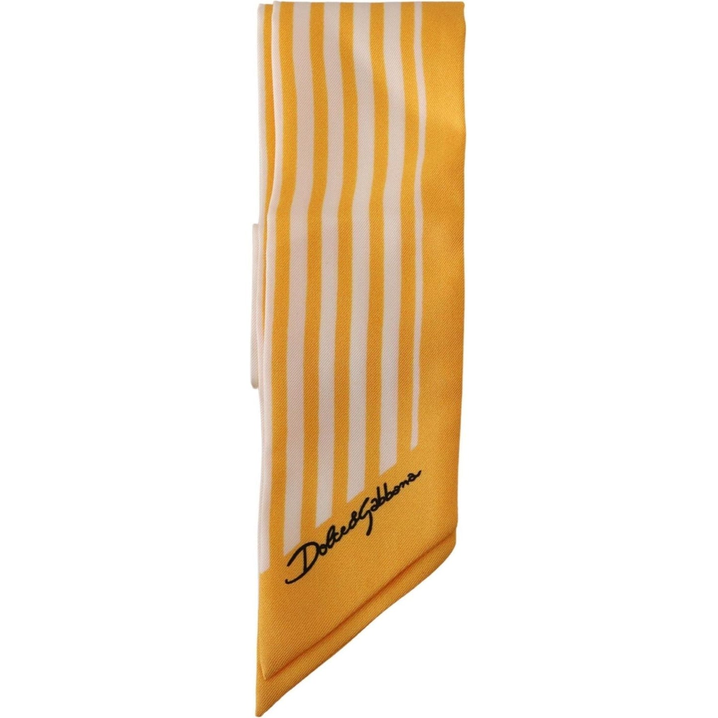 Dolce & Gabbana Silk Striped Foulard Scarf with Portocervo Print yellow-stripes-twill-silk-foulard-shawlscarf