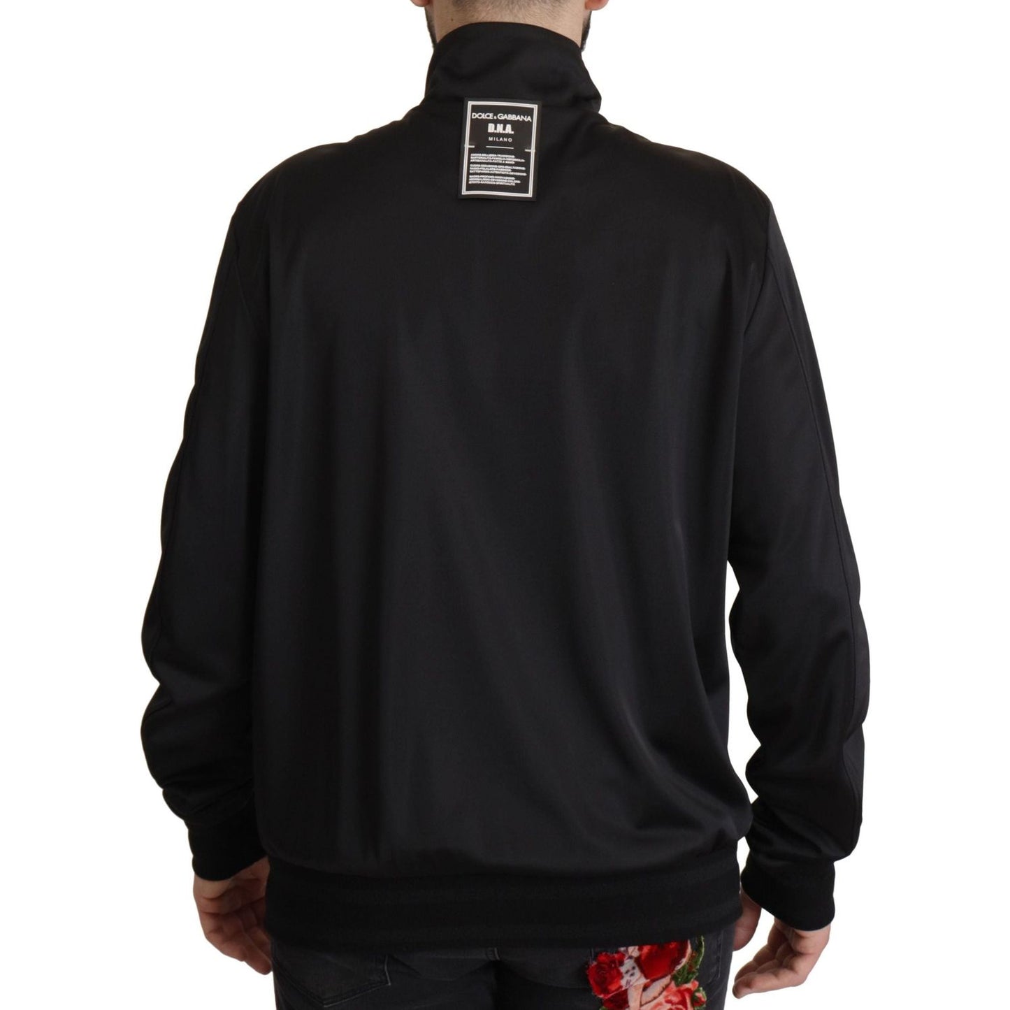 Dolce & Gabbana Elegant Black Full Zip Sweater black-full-zip-long-sleeve-d-n-a-sports-sweater