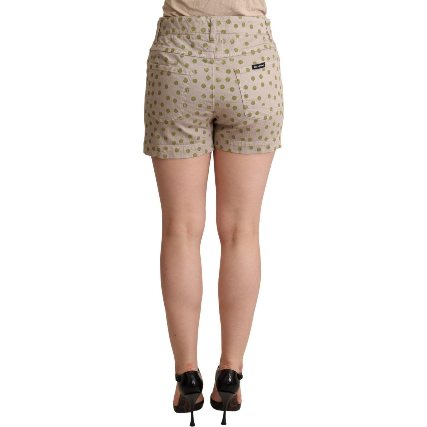 Dolce & Gabbana Chic Polka Dot Cotton Stretch Shorts Shorts beige-polka-dots-denim-cotton-stretch-shorts