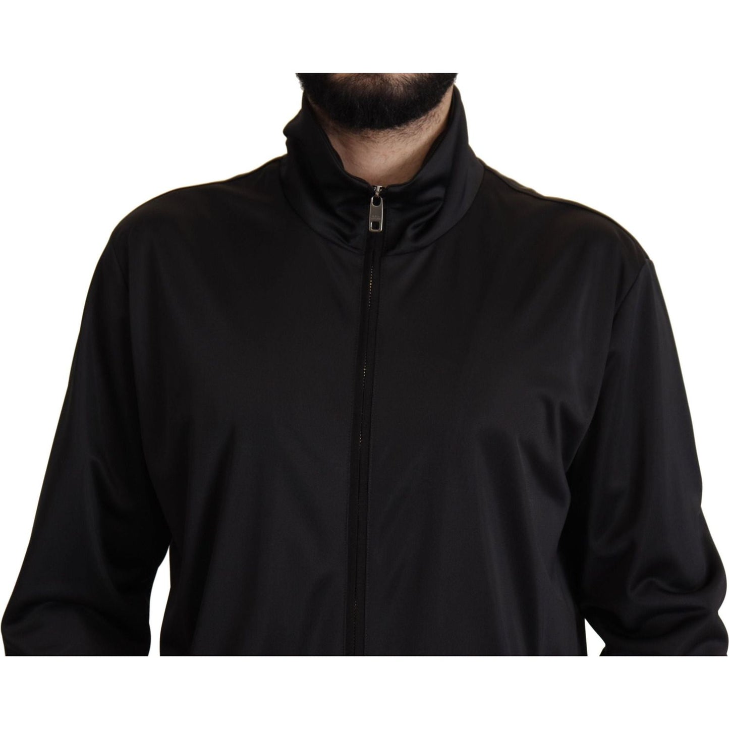 Dolce & Gabbana Elegant Black Full Zip Sweater black-full-zip-long-sleeve-d-n-a-sports-sweater