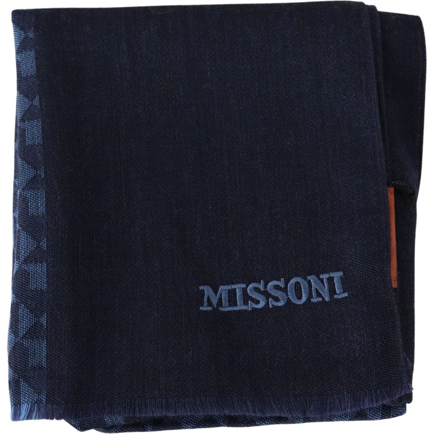 Missoni Navy Wool Knit Unisex Neck Wrap Fringe Shawl Men's Scarf navy-wool-knit-unisex-neck-wrap-fringe-shawl-mens-scarf