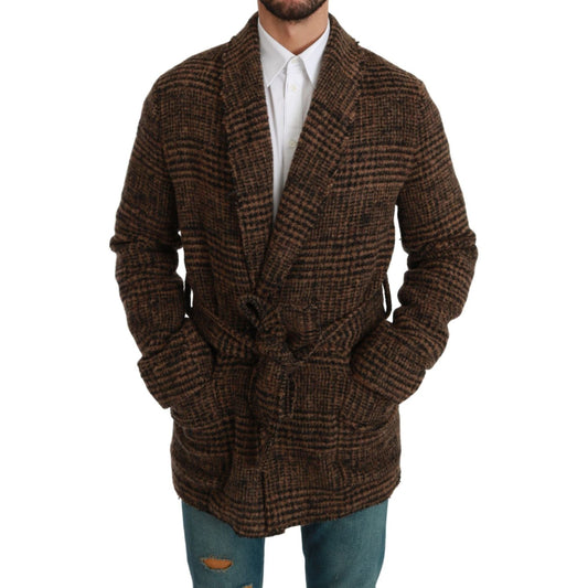 Dolce & Gabbana Elegant Brown Alpaca Blend Belted Cape Jacket Coats & Jackets brown-checkered-wool-robe-coat-wrap-jacket IMG_0211-scaled-b7d12d21-afa.jpg