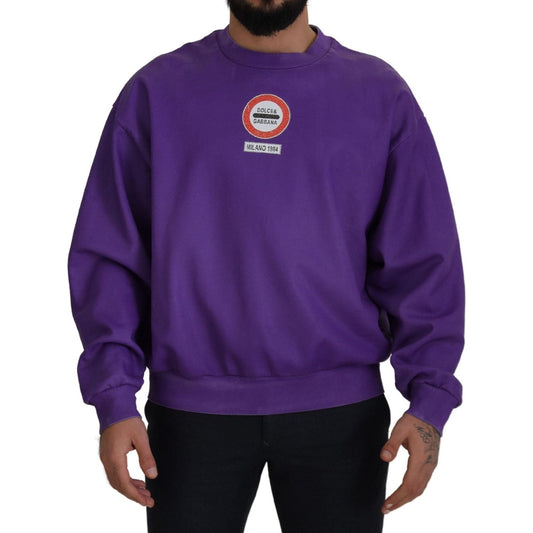 Dolce & Gabbana Elegant Purple Cotton Crewneck Sweater purple-wash-logo-cotton-crewneck-sweatshirt-sweater IMG_0212-scaled-9e570db1-ff5.jpg