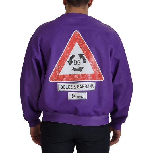 Dolce & Gabbana Elegant Purple Cotton Crewneck Sweater purple-wash-logo-cotton-crewneck-sweatshirt-sweater IMG_0214-scaled-c1c646b2-de3.jpg