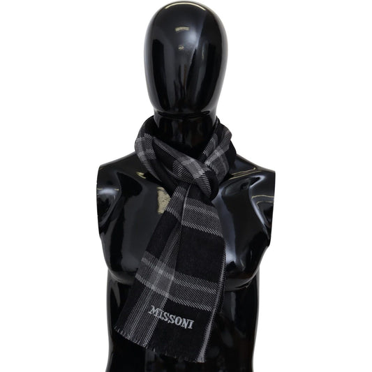 Missoni Elegant Woolen Striped Scarf black-plaid-wool-unisex-neck-wrap-scarf
