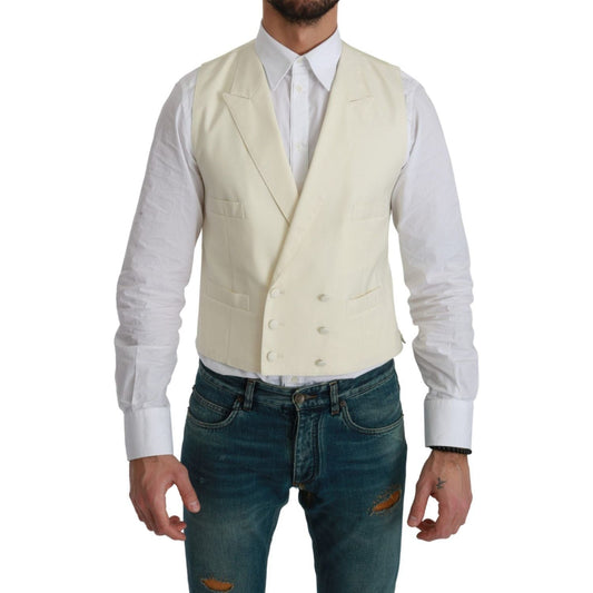 Dolce & Gabbana Elegant Cream Wool Dress Vest white-waistcoat-formal-wool-vest IMG_0223-scaled-382d8ece-498.jpg