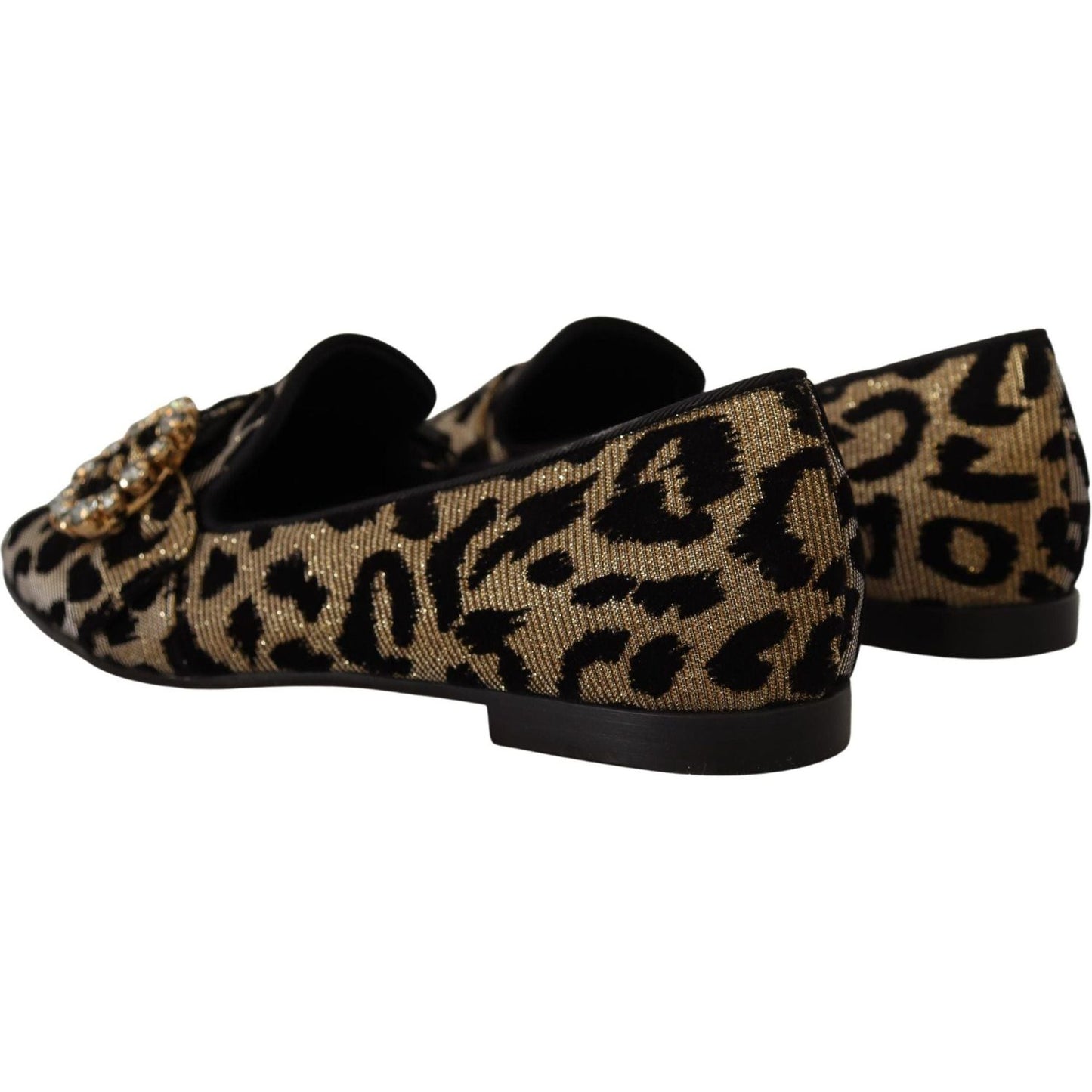Dolce & Gabbana Elegant Leopard Crystal Gem Loafers gold-leopard-print-crystals-loafers-shoes