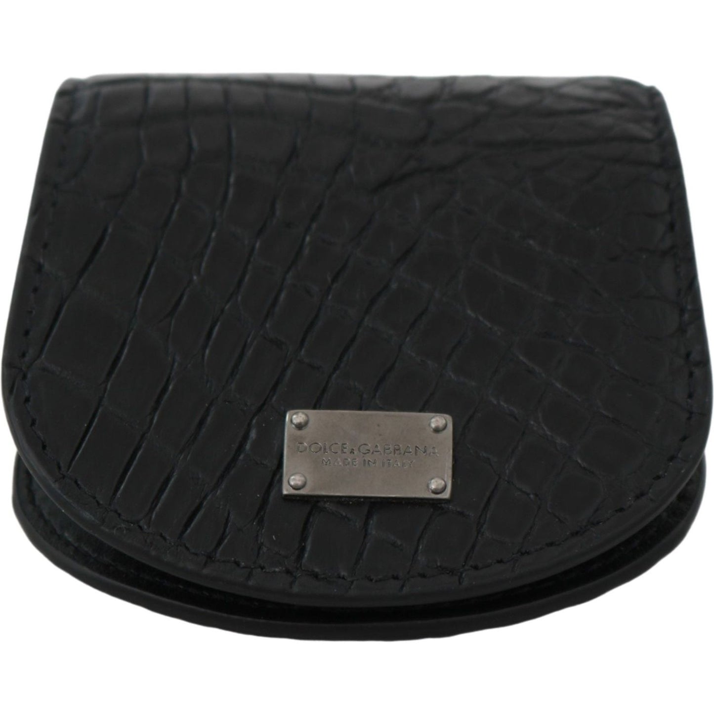 Dolce & Gabbana Sleek Black Leather Coin Case Wallet Condom Case black-exotic-skin-pocket-condom-case-holder IMG_0232-74824250-89a.jpg