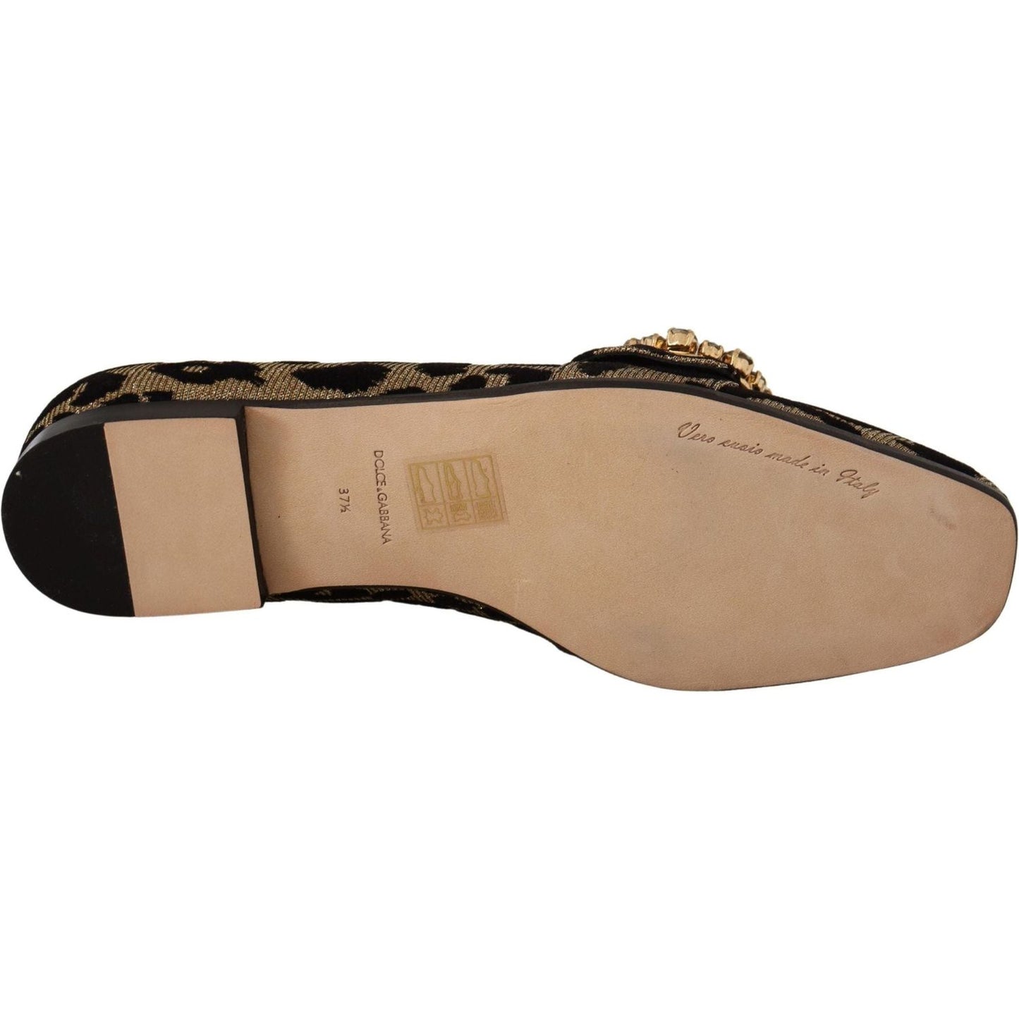 Dolce & Gabbana Elegant Leopard Crystal Gem Loafers gold-leopard-print-crystals-loafers-shoes