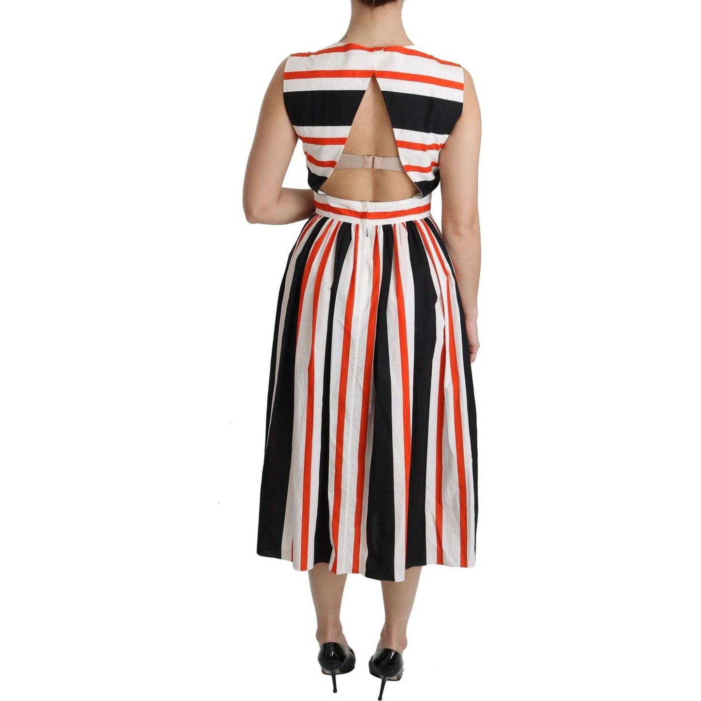 Dolce & Gabbana A-Line Pleated Midi Fashion Dress multicolor-stripes-a-line-pleated-midi-dress