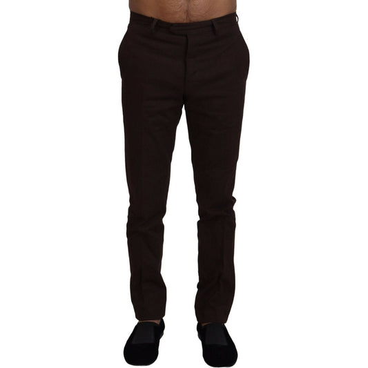 BENCIVENGA Elegant Brown Cotton Blend Trousers brown-cotton-tapered-formal-men-pants
