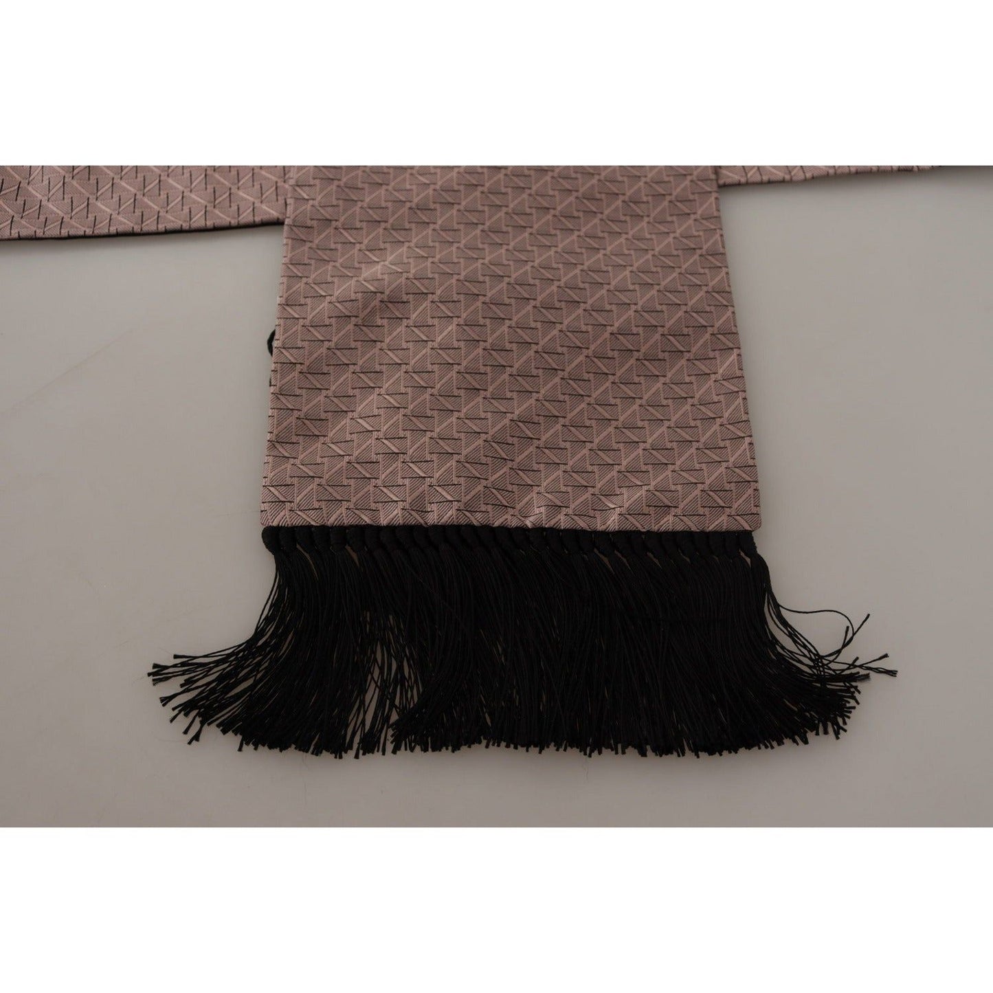 Dolce & Gabbana Elegant Silk Fringed Men's Scarf in Pink light-pink-silk-check-print-neck-wrap-fringes-scarf
