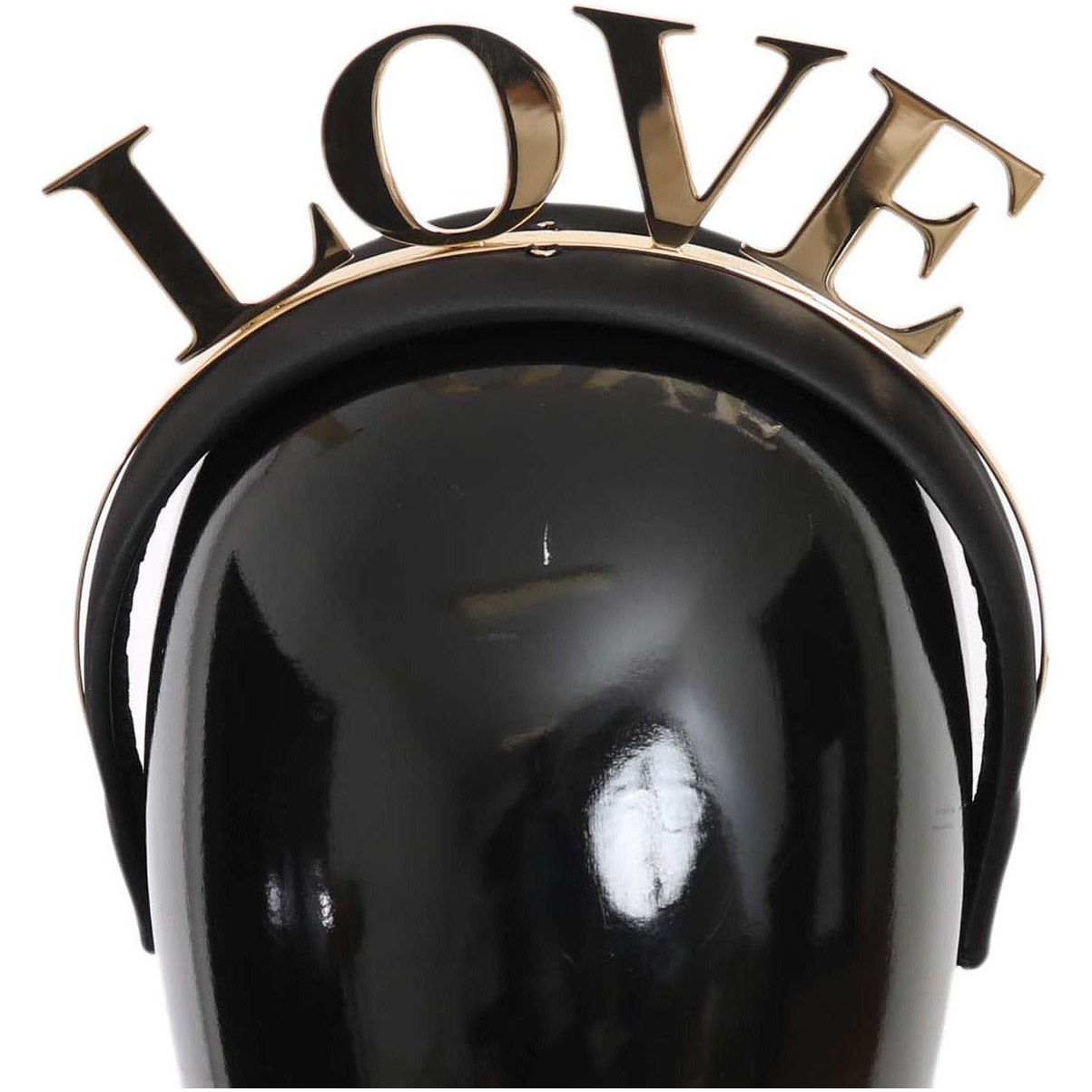 Dolce & Gabbana Elegant Black Gold Love Diadem Tiara FASHION ACCESSORIES black-brass-gold-love-diadem-one-size-tiara-headband