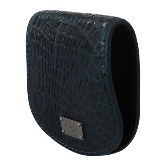 Dolce & Gabbana Exquisite Dark Blue Coin Case Wallet Condom Case blue-exotic-skins-condom-case-holder-pocket