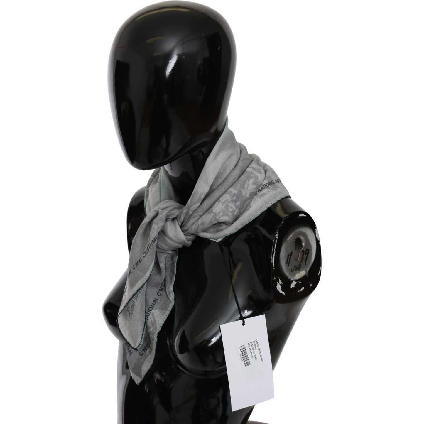 Costume National Elegant Gray Silk Scarf for Women gray-silk-shawl-foulard-wrap-scarf Silk Wrap Shawls